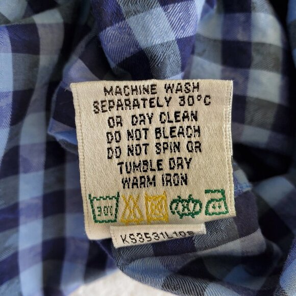 Bugatchi Blue and Black Checkered Casual Button Down Shirt - Picture 8 of 14